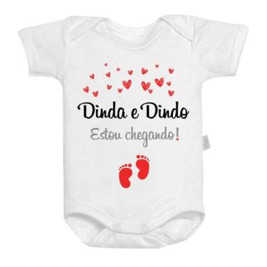 Imagem de Body Baby Dinda e Dindo Estou Chegando Corações Amor - GMH Prod. Serv.