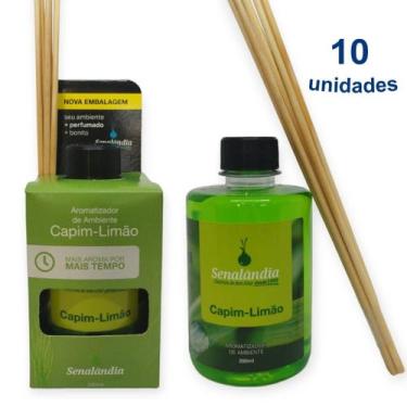 Imagem de Kit 10 Aromatizador Ambiente Capim Limão Difusor Vareta 280ml Senalând