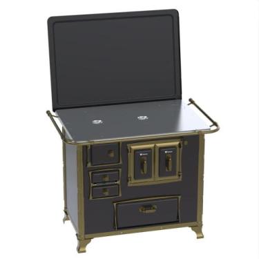 Imagem de Fogao a Lenha Venax n 2 Renaissance Chapa de Aluminio Preto, SAIDA DIR