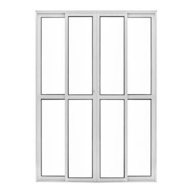 Imagem de Porta sacada 4 Folhas 210x150 Branco C/Fechadura Linha Premium  - Jr e