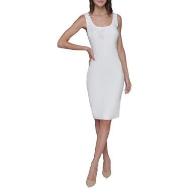 Imagem de KARL LAGERFELD Vestido feminino sem mangas para festas, Branco macio, 42