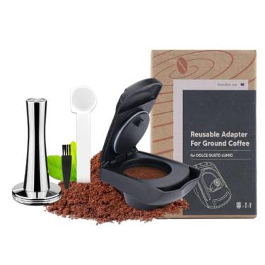 Imagem de FOXNSK Adaptador de cápsula de café reutilizável, adaptador de cápsula de café recarregável, conversor de cápsulas de café para máquina Dolce Gusto edgLUMIO DG325 com calcadeira de café de 41 mm
