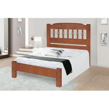 Imagem de Cama Queen Size Viena de Madeira Maciça Angelim Pedra/Tauari - Cor Imbuia