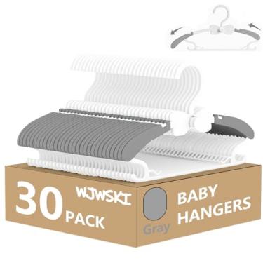 Imagem de Cabides infantis para armário – pacote com 30 cabides de roupas de bebê, cabides ajustáveis para berçário, cabides infantis de plástico em cascata e cabides infantis para armário - economia de espaço