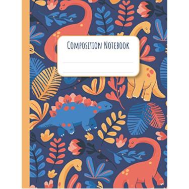 Imagem de Composition Notebook for Kids: Wide ruled blank lined paper note book | Composition journal for kids girls boys | 8.5 X 11, 120 pages | Matte cover | Dinosaur pattern design