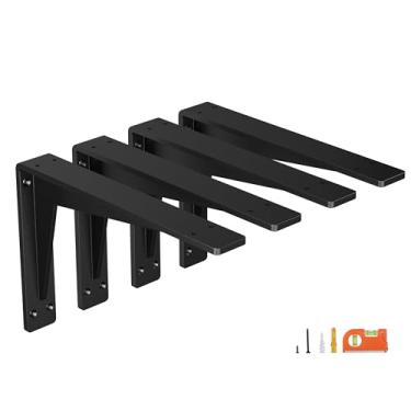 Imagem de NEODROP Pacote Com 4 Suportes De Prateleira De 6" Para Serviços Pesados, Suporte De Parede De Metal Premium Para Lareira, Suporte De Bancada, Prateleiras De Armazenamento De Garagem, Ferragens De Prat