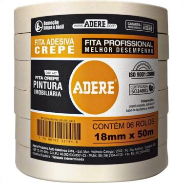 Imagem de Fita Crepe Adere Para Pintura Imobiliaria 427 Profissional 18Mm X 50M 