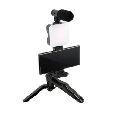 Imagem de Kit Youtube Gravação Live Vídeo Com Celular Câmera Tem Led Tripe Micro