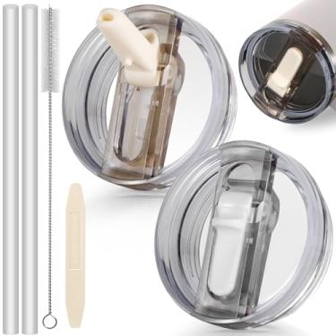 Imagem de ANTAND Pacote com 2 tampas flip à prova de vazamento com canudo para acessórios de copo Stanley de 1,134 g, substituição de tampas sem derramamento 1,134 g para Stanley ProTour, tampa de substituição