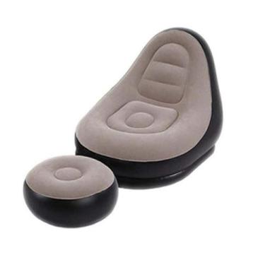 Imagem de Sofá inflável portátil 2 em 1 com puff cama ultra lounge - Tempo Real