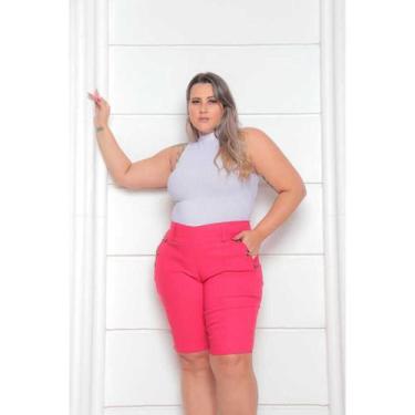 Imagem de Bermuda Feminina Bengaline Plus Size Lycra 42 Ao 52 Com Botões - BC Gi