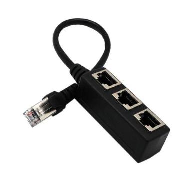 Imagem de Adaptador RJ45 Ethernet - 1 Macho para 3 Fêmeas