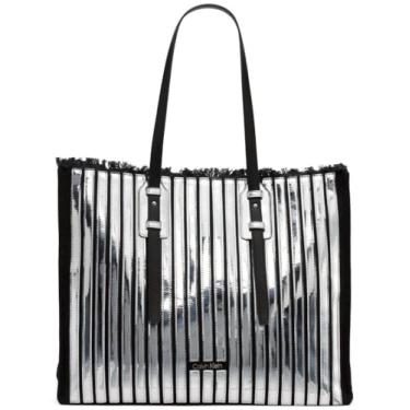 Imagem de Calvin Klein Bolsa extra grande essencial moderna, Prata metálica com várias peças, One Size