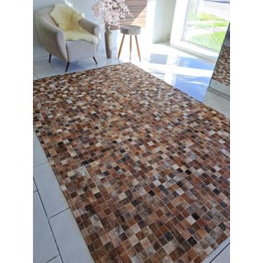 Imagem de Tapet De Couro Quadriculado Natural Bovino 2,00 x 1,50 m (Marron LIght)