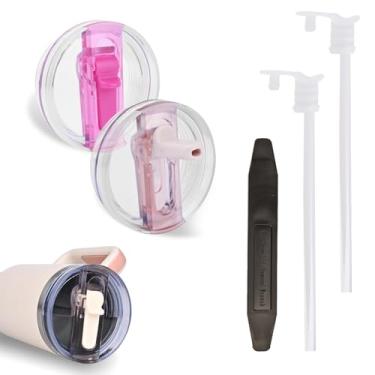 Imagem de Pacote com 2 tampas ProTour removíveis para copo Stanley de 1,134 g, com tampas Stanley à prova de vazamento, tampa de canudo flip para Stanley, tampas de copo sem derramamento, acessórios de copo