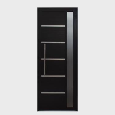 Imagem de Porta de Alumínio Lambril Solara Preta com Visor e Puxador 80 X 210 Preto