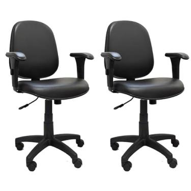 Imagem de Kit 2 Cadeiras de Escritório Diretor Ergonômica Giratória com Relax, Braços Ajustáveis e Revestimento em Tecido Preto - Conforto, Suporte e Estilo para Escritório e Home Office - Escritex