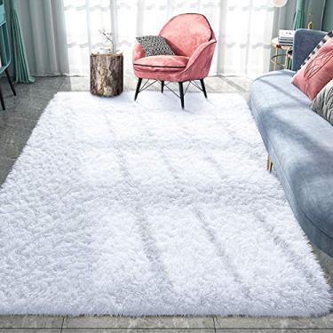 Imagem de Pacapet Tapetes fofos, tapete felpudo branco para quarto, tapetes peludos de pelúcia para sala de estar, tapete felpudo para quarto de criança, berçário, decoração de casa, 9,5 x 1,5 m
