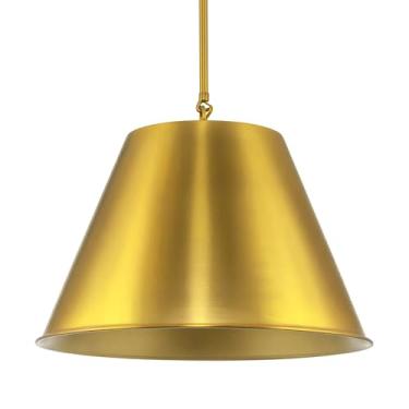 Imagem de Kira Home Luminária Pendente Industrial Moderna Vida De 18" + Abajur De Metal Empire, Altura De Pendurar Ajustável, Acabamento Em Latão Quente