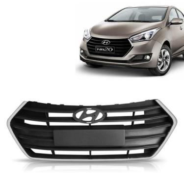 Imagem de Grade diandeira hyundai hb20 hatch 2016 2017 preta com moldura cromada