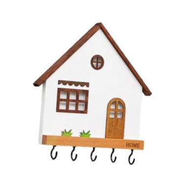 Imagem de Bothyi Chappeleiro de madeira Chapéu de chapéu 5 ganchos parede pendurada no escritório rústico de vara, Preto