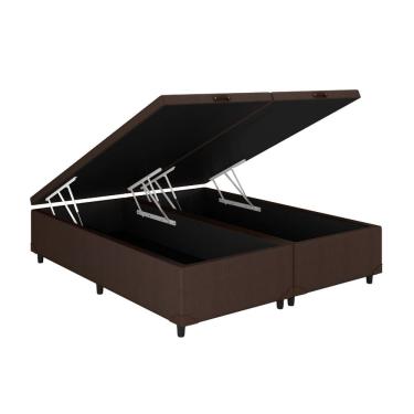 Imagem de Baú Queen Bipartido Corino Marrom 158x198