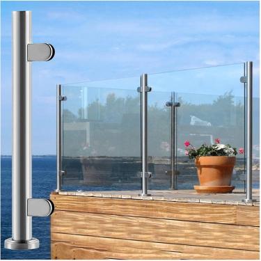 Imagem de Deck Post Brilheira Brilheira Bolconia Stair Railing Deck Railing System Painel de guardrail CLAMP CLAMP, Polo de balaustrada em varanda redonda, pátio externo interior da escada, posto fina