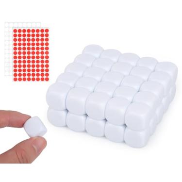 Imagem de coiyie 16 mm Blank Dice Write On Bulk of 55 Pieces White Rouned Six Sided for Custom, DIY Math Dice, Board Games, Teaching, Building Blocks