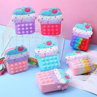 Imagem de Mini Bolsa Infantil Tiracolo Colorida Silicone - oem, Sorvete