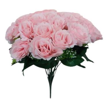 Imagem de Buquê Com 24 Rosas Artificiais Grande 40cm Flores Arranjo - Mega Varie