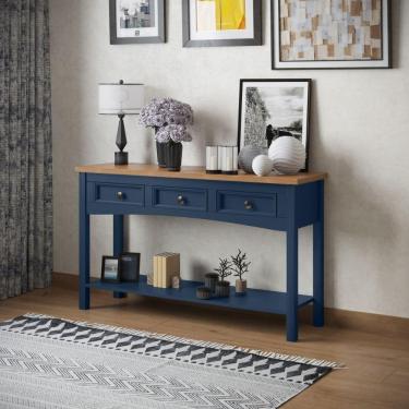 Imagem de Mesa Aparador 3 Gavetas 1 Prateleira Veneza Azul