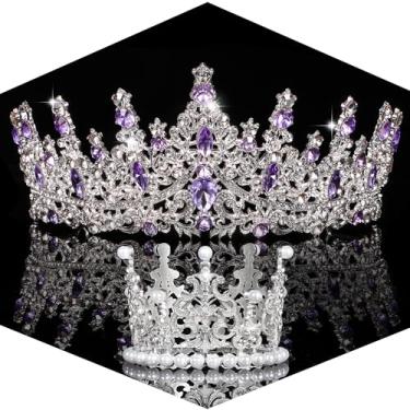 Imagem de DiyJibb Tiaras e coroas femininas – Pacote com 2 coroas de ouro e prata, coroas de rainha e princesa, presentes para mulheres, Halloween, aniversário, standard size, Metal