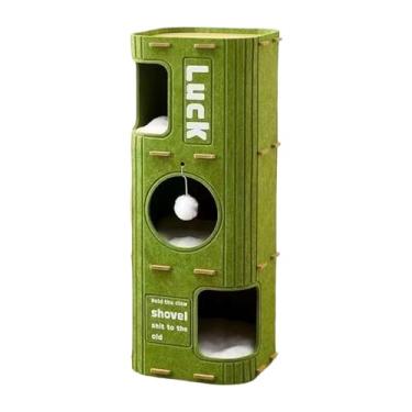 Imagem de KiBcsLic Cama para gatos de 3 andares, caverna com bola de brinquedo suspensa, túnel coberto, casa para gatos em ambientes internos e externos, Verde