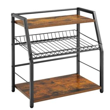 Imagem de YIYYZI Porta-temperos de 3 camadas, organizador grande de bancada de cozinha, organizador de latas para despensa, armário de cozinha, café, prateleira de armazenamento de madeira, organizador de cafés