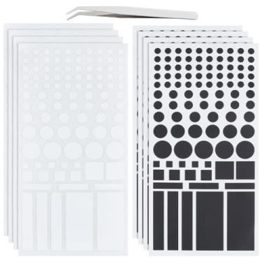Imagem de BENECREAT 8 folhas de adesivos com bloqueio de luz LED, preto e branco 100% de escurecimento de adesivos de capa de LED para relógios, roteadores, controles (com pinça)