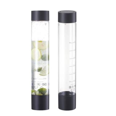 Imagem de OSCEVIA Garrafas de água de design fino, pacote com 2 unidades (pretas), para máquina de água com gás, sem BPA, refrigerante reutilizável e recarregável