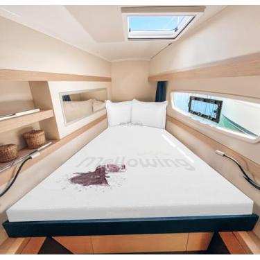 Imagem de Protetor de colchão V na cor branca serve para bolso profundo de 15 a 20 cm - capa protetora de colchão em V 100% à prova d'água - algodão felpudo ultramacio estilo ajustado facilmente lavável