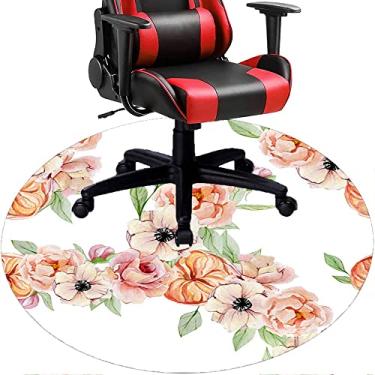 Imagem de Tapete de cadeira de escritório com flores, textura de flor, tapete de cadeira de mesa para piso de madeira de escritório em casa, protetor de piso de pilha baixa, redondo 78,7 cm