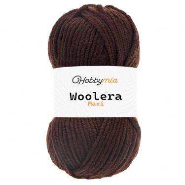 Imagem de HobbyMia Fio de lã Woolera Maxi - 100 g / 109 jardas - (5) peso volumoso - 75% acrílico, 25% lã (marrom, 1 novelo)