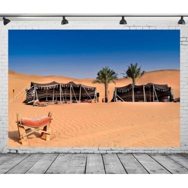 Imagem de CORFOTO Tecido de fundo beduíno para acampamento de barraca de 2,7 x 1,8 m Abu Dhabi Deserto de Abu Dhabi Fundo de acampamento ao ar livre para férias em família, acampamento, aventura, festas