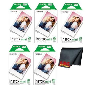 Imagem de Fujifilm Pacote de filme para câmera instantânea Instax Mini (exposição de 100 fotos) com pano de limpeza de microfibra 6AVE