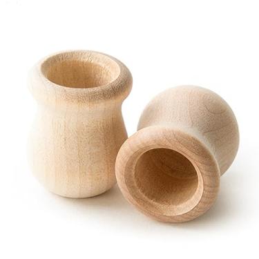 Imagem de Pinehurst Crafts Copo De Madeira Inacabado Para Feijão, Ótimo Mini Castiçal Ou Vaso Flores, 1 Polegada Altura (Furo 1/2"), Pacote Com 10