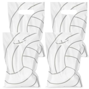 Imagem de 50 sacos de presente de vollyball com alça, saco de plástico para doces, sacolas esportivas para decoração de festa de aniversário para crianças