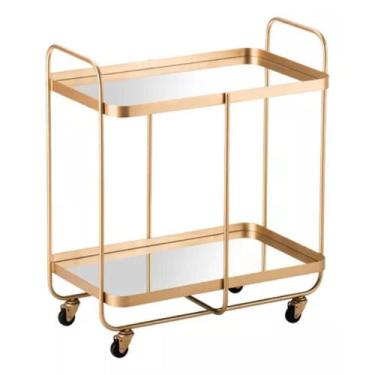 Imagem de Carrinho de Bebidas Chá Bar Com Espelho Decorativo Retangular Carrinho