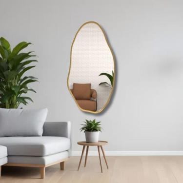 Imagem de Espelho Grande Orgânico 115x60 Decoração Corpo Inteiro com Moldura de 