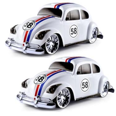 Imagem de Kit 2 Carrinhos Super Fusca Herbi Corrida Roda Livre 20cm - Brinquemix