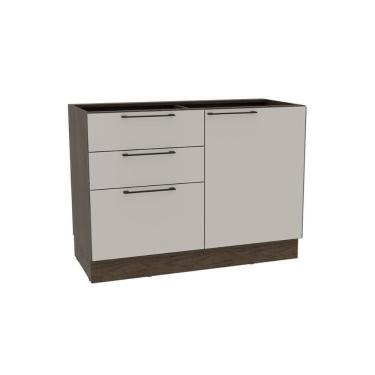 Imagem de Balcão de Cozinha Amsterdam PH 3135 c/ 1 Porta 3 Gavetas e Divisor de Talheres s/ Tampo 120cm Avela/Off White - Herval