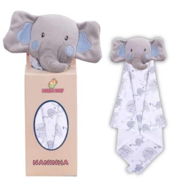 Imagem de Naninha Para Bebê Porta Chupeta Bichinhos - Criativa, Elefante Azul