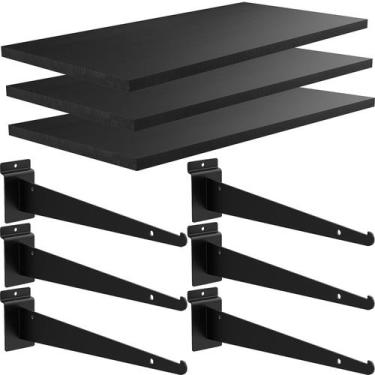 Imagem de Prateleira Slatwall Tcevily Wooden 20x50cm com suportes de metal, paco