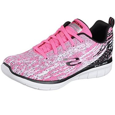 Imagem de Skechers Sapatilhas Femininas de Cano Baixo, Multicolorido (rosa choque/preto), 5.5